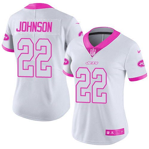 Nike Jets #22 Trumaine Johnson White Pink Women's Stitched NFL Limited Rush Fashion Jersey Nike Jets #22 Trumaine Johnson White Pink Women's Stitched NFL Limited Rush Fashion Jersey