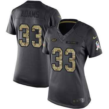 Nike Jets #33 Jamal Adams Black Women's Stitched NFL Limited 2016 Salute to Service Jersey Nike Jets #33 Jamal Adams Black Women's Stitched NFL Limited 2016 Salute to Service Jersey