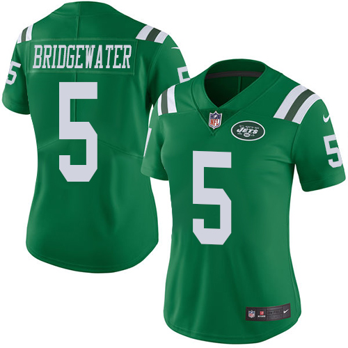 Nike Jets #5 Teddy Bridgewater Green Women's Stitched NFL Limited Rush Jersey Nike Jets #5 Teddy Bridgewater Green Women's Stitched NFL Limited Rush Jersey