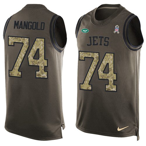 Nike Jets #74 Nick Mangold Green Men's Stitched NFL Limited Salute To Service Tank Top Jersey Nike Jets #74 Nick Mangold Green Men's Stitched NFL Limited Salute To Service Tank Top Jersey