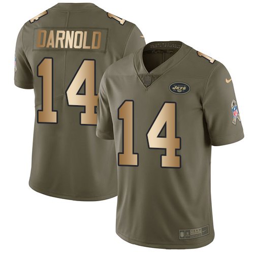Nike Jets 14 Sam Darnold Olive Gold Youth Salute To Service Limited Jersey Nike Jets 14 Sam Darnold Olive Gold Youth Salute To Service Limited Jersey