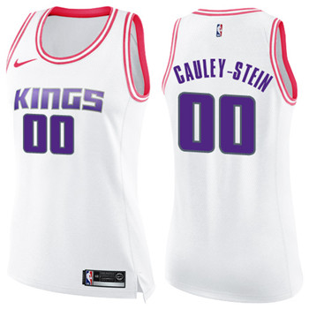 Nike Kings #00 Willie Cauley-Stein White Pink Women's NBA Swingman Fashion Jersey