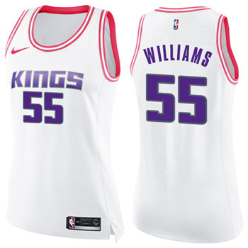 Nike Kings #55 Jason Williams White Pink Women's NBA Swingman Fashion Jersey