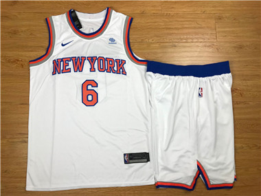 Nike Knicks #6 Kristaps Porzingis White Swingman Jersey(With Shorts)