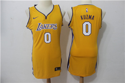 Nike Lakers #0 Kyle Kuzma Yellow Women Swingman Jersey