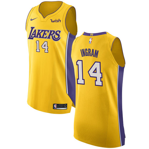 Nike Lakers #14 Brandon Ingram Gold NBA Authentic Icon Edition Jersey