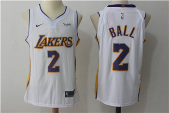 Nike Lakers #2 Lonzo Ball White Nike Stitched NBA Jersey