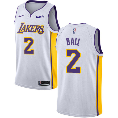 Nike Lakers #2 Lonzo Ball White Youth NBA Swingman Association Edition Jersey