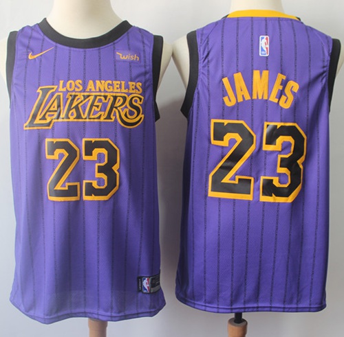 Nike Lakers #23 LeBron James Purple NBA Swingman City Edition Jersey
