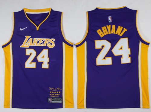 Nike Lakers #24 Kobe Bryant Purple NBA Swingman Black Mamba December 18. 2017 Jersey