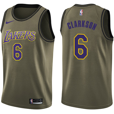 Nike Lakers #6 Jordan Clarkson Green Salute to Service Youth NBA Swingman Jersey