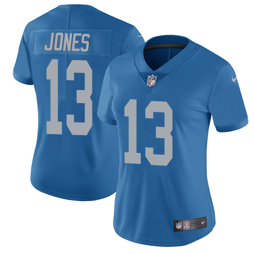 Nike Lions #13 T.J. Jones Blue Throwback Women's Stitched NFL Vapor Untouchable Limited Jersey Nike Lions #13 T.J. Jones Blue Throwback Women's Stitched NFL Vapor Untouchable Limited Jersey