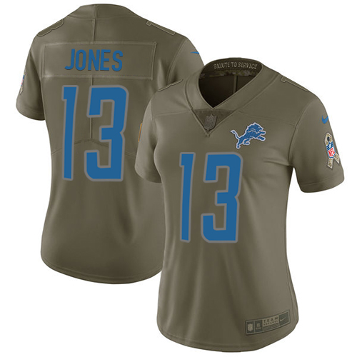 Nike Lions #13 T.J. Jones Olive Women's Stitched NFL Limited 2017 Salute to Service Jersey Nike Lions #13 T.J. Jones Olive Women's Stitched NFL Limited 2017 Salute to Service Jersey