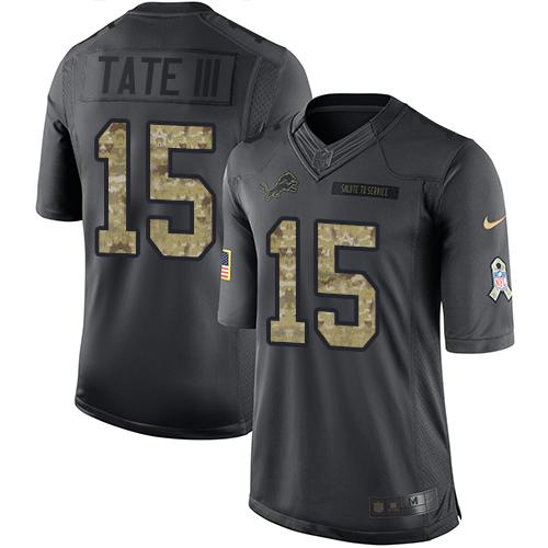 Nike Lions #15 Golden Tate III Black Men's Stitched NFL Limited 2016 Salute To Service Jersey Nike Lions #15 Golden Tate III Black Men's Stitched NFL Limited 2016 Salute To Service Jersey