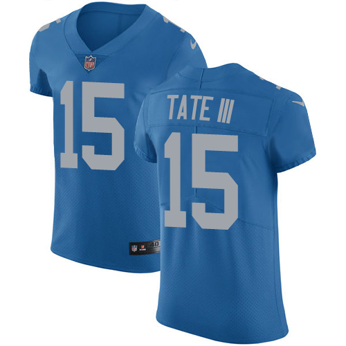 Nike Lions #15 Golden Tate III Blue Throwback Men's Stitched NFL Vapor Untouchable Elite Jersey Nike Lions #15 Golden Tate III Blue Throwback Men's Stitched NFL Vapor Untouchable Elite Jersey