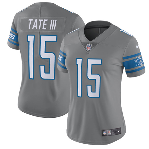 Nike Lions #15 Golden Tate III Gray Women's Stitched NFL Limited Rush Jersey Nike Lions #15 Golden Tate III Gray Women's Stitched NFL Limited Rush Jersey