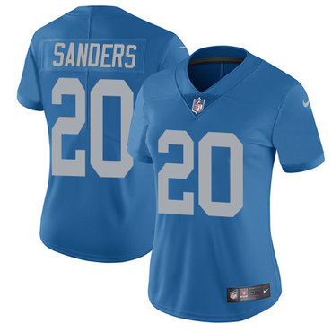Nike Lions #20 Barry Sanders Blue Throwback Women's Stitched NFL Limited Jersey