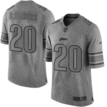 Nike Lions #20 Barry Sanders Gray Men's Stitched NFL Limited Gridiron Gray Jersey Nike Lions #20 Barry Sanders Gray Men's Stitched NFL Limited Gridiron Gray Jersey