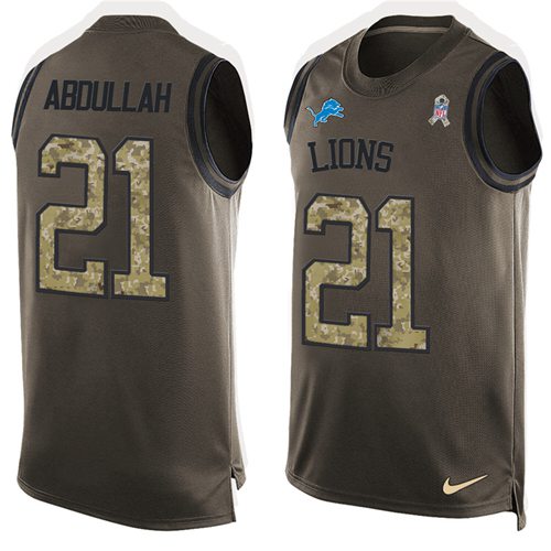 Nike Lions #21 Ameer Abdullah Green Men's Stitched NFL Limited Salute To Service Tank Top Jersey Nike Lions #21 Ameer Abdullah Green Men's Stitched NFL Limited Salute To Service Tank Top Jersey