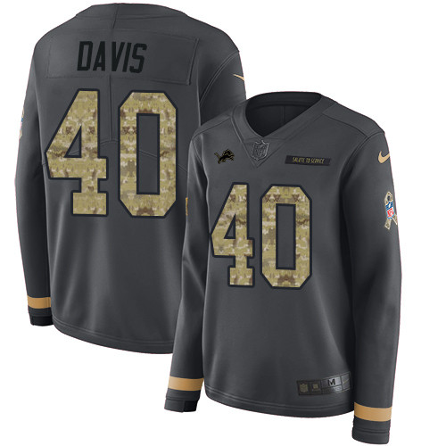 Nike Lions #40 Jarrad Davis Anthracite Salute to Service