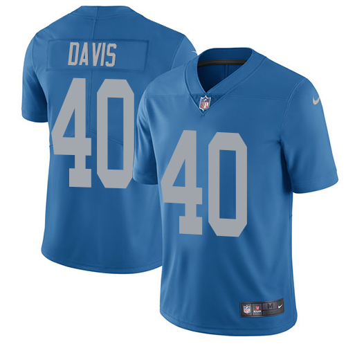 Nike Lions #40 Jarrad Davis Blue Throwback Men's Stitched NFL Vapor Untouchable Limited Jersey Nike Lions #40 Jarrad Davis Blue Throwback Men's Stitched NFL Vapor Untouchable Limited Jersey