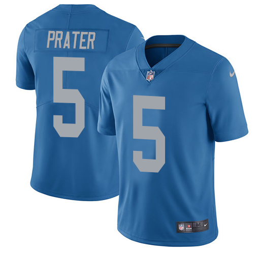 Nike Lions #5 Matt Prater Blue Throwback Youth Stitched NFL Limited Jersey