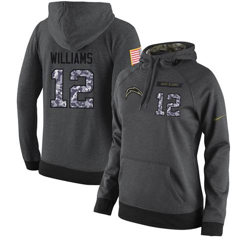 Nike Los Angeles Chargers #81 Mike Williams Women's Stitched Black Anthracite Salute to Service Player Performance Hoodie