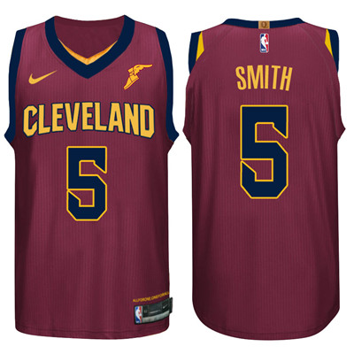 Nike NBA Cleveland Cavaliers #5 J.R. Smith Jersey 2017 18 New Season Wine Red Jersey