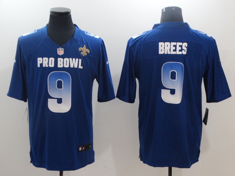 Nike NFC Saints 9 Drew Brees Royal 2019 Pro Bowl Game Jersey