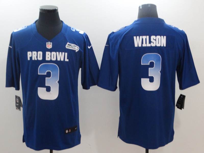 Nike NFC Seahawks 3 Russell Wilson Royal 2019 Pro Bowl Game Jersey