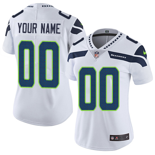 Nike NFL Seattle Seahawks Vapor Untouchable Customized Elite White Road Women's Jersey