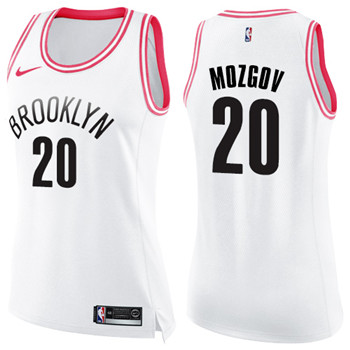 Nike Nets #20 Timofey Mozgov White Pink Women's NBA Swingman Fashion Jersey Nike Nets #20 Timofey Mozgov White Pink Women's NBA Swingman Fashion Jersey