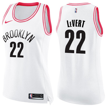 Nike Nets #22 Caris LeVert White Pink Women's NBA Swingman Fashion Jersey