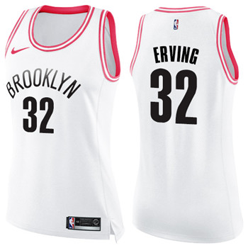 Nike Nets #32 Julius Erving White Pink Women's NBA Swingman Fashion Jersey