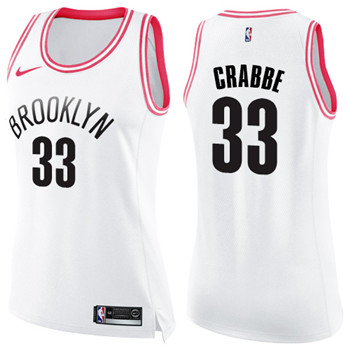 Nike Nets #33 Allen Crabbe White Pink Women's NBA Swingman Fashion Jersey
