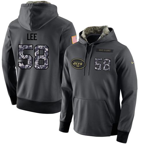 Nike New York Jets #58 Darron Lee Men's Stitched Black Anthracite Salute to Service Player Performance Hoodie