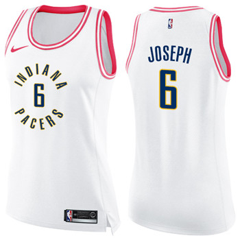 Nike Pacers #6 Cory Joseph White Pink Women's NBA Swingman Fashion Jersey
