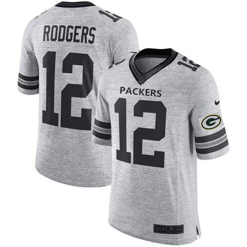 Nike Packers #12 Aaron Rodgers Gray Men's Stitched NFL Limited Gridiron Gray II Jersey