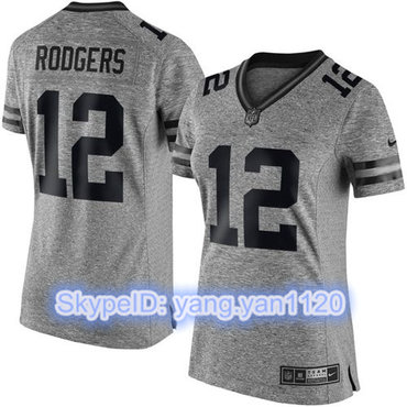 Nike Packers #12 Aaron Rodgers Gray Women's Stitched NFL Limited Gridiron Gray Jersey Nike Packers #12 Aaron Rodgers Gray Women's Stitched NFL Limited Gridiron Gray Jersey