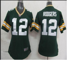Nike Packers #12 Aaron Rodgers Green Team Color women Stitched NFL Jersey