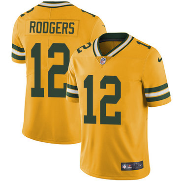 Nike Packers #12 Aaron Rodgers Yellow Youth Stitched NFL Limited Rush Jersey Nike Packers #12 Aaron Rodgers Yellow Youth Stitched NFL Limited Rush Jersey