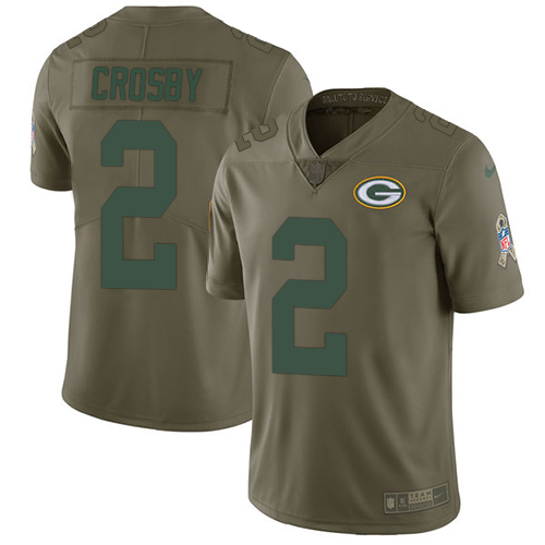 Nike Packers #2 Mason Crosby Olive Men's Stitched NFL Limited 2017 Salute To Service Jersey Nike Packers #2 Mason Crosby Olive Men's Stitched NFL Limited 2017 Salute To Service Jersey