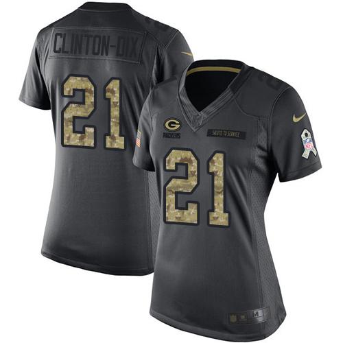 Nike Packers #21 Ha Ha Clinton-Dix Black Women's Stitched NFL Limited 2016 Salute to Service Jersey Nike Packers #21 Ha Ha Clinton-Dix Black Women's Stitched NFL Limited 2016 Salute to Service Jersey