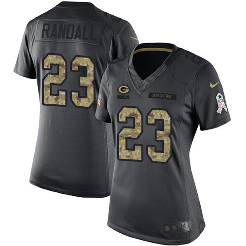 Nike Packers #23 Damarious Randall Black Women's Stitched NFL Limited 2016 Salute to Service Jersey Nike Packers #23 Damarious Randall Black Women's Stitched NFL Limited 2016 Salute to Service Jersey