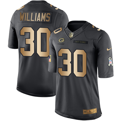 Nike Packers #30 Jamaal Williams Black Men's Stitched NFL Limited Gold Salute To Service Jersey
