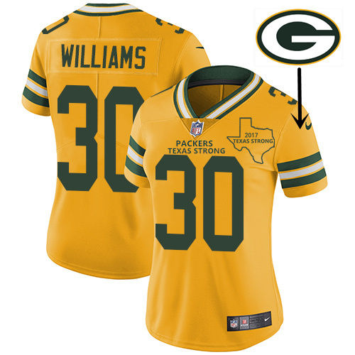 Nike Packers Yellow Women's Stitched NFL Limited Rush Jersey