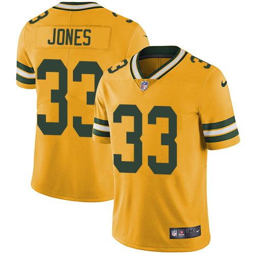 Nike Packers #33 Aaron Jones Yellow Men's Stitched NFL Limited Rush Jersey
