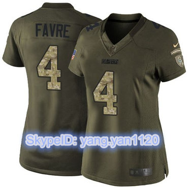 Nike Packers #4 Brett Favre Green Women's Stitched NFL Limited Salute to Service Jersey Nike Packers #4 Brett Favre Green Women's Stitched NFL Limited Salute to Service Jersey