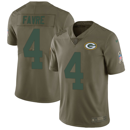 Nike Packers #4 Brett Favre Olive Men's Stitched NFL Limited 2017 Salute To Service Jersey Nike Packers #4 Brett Favre Olive Men's Stitched NFL Limited 2017 Salute To Service Jersey
