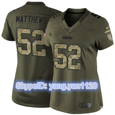 Nike Packers #52 Clay Matthews Green Women's Stitched NFL Limited Salute to Service Jersey